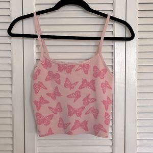 Pacsun light pink butterfly tank